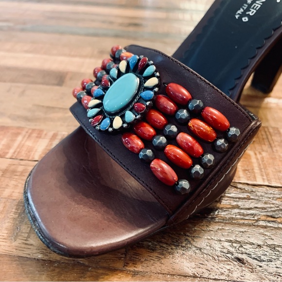 Donald J. Pliner Couture Nya Southwest Beaded Slide / Slip On / Mules Heels sz 7 - Picture 4 of 13